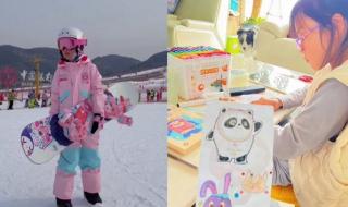 雪容融和冰墩墩的画